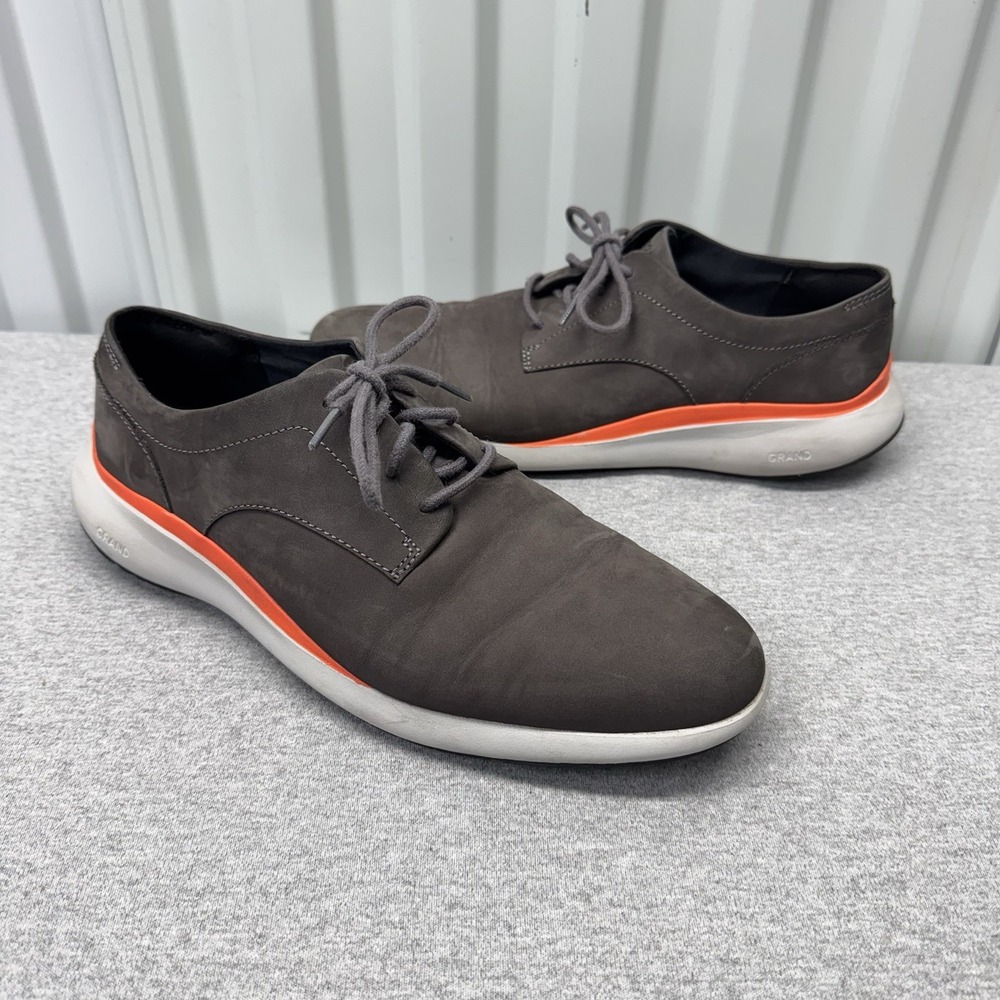 Cole Haan Shoes Grand Troy Men's Size 10 M Grey Orange Nubuck Sneakers C33761